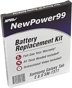 NP99sp Battery Kit for Samsung Galaxy Tab E 8.0 SM-T377 with Tools, Video Instructions and Battery from NewPower99