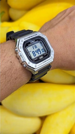 Silver Casio W218h with Produce