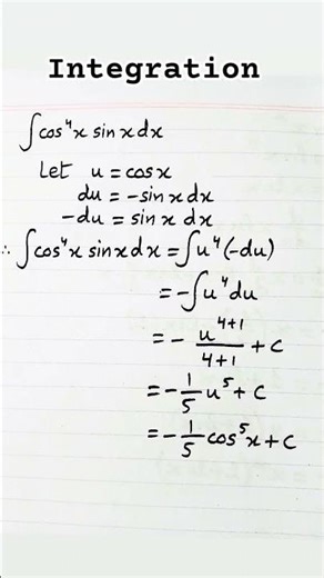 Integral of cos^4 x sin x || Integration of trigonometric functions #shorts #maths #integration