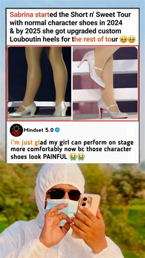 Sabrina started the Short n' Sweet Tour with normal character shoes in 2024