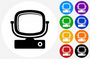 Television Icon on Flat Color Circle Buttons. This 100% royalty free...