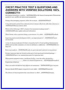 CRCST PRACTICE TEST 6 QUESTIONS AND ANSWERS WITH VERIFIED SOLUTIONS 100 CORRECT 636x882