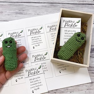 Positive Pickle Crochet Pattern, VIDEO TUTORIAL, Crochet Cucumber With Positive Affirmation, Dill Pickle Crochet Pattern, Printable Labels - Etsy
