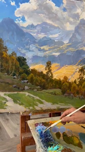 "Sunny Day at the Glacier" 80/120 cm 2025 #paintingchallenge #горы #mountainpaintings #mountainpainting #mountainslovers #alexanderbabich #painter_today #влюбленнымвгоры #горныйпейзаж | Alexander Babich artist