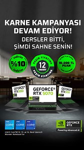🎉 Karne Kampanyası Devam Ediyor! Dersler bitti, şimdi oyun zamanı! Hayalini kurduğun Monster Notebook’a kavuşmak için en doğru zaman şimdi! 💚 Üstelik peşin fiyatına 12 taksit fırsatıyla! Paraf’a özel 70.000 TL ve üzeri alışverişlerde 10.000 TL’ye kadar ParafPuan seni bekliyor! #MonsterNotebook | MONSTER Notebook