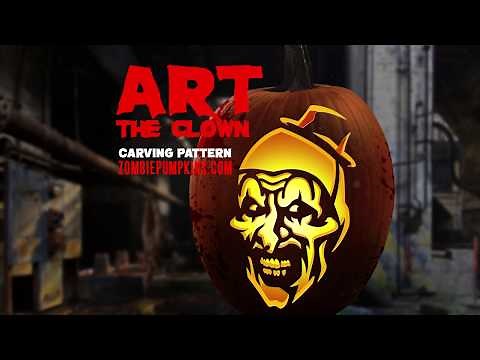 Art the Clown (Terrifier) Pumpkin Pattern by ZombiePumpkins.com