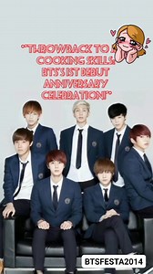 "Throwback to Jin's Cooking Skills: BTS's 1st Debut Anniversary Celebration!" "On the celebration of BTS's first debut anniversary in 2014, Jin showed off his cooking skills by preparing a delicious meal for the other members. This event was part of the annual BTS Festa, which is held every June to commemorate their debut date on June 13th. In the event, Jin took on the role of chef and prepared special dishes for the group members to celebrate their one-year milestone since debuting together. T