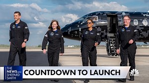 The first all-civilian crew of astronauts is potentially minutes away from soaring into space. The historic mission, dubbed “Inspiration 4,” is far more ambitious than recent flights from Jeff Bezos and Richard Branson. @MorganLBrennan is covering the launch from the Kennedy Space station: Tonight on The News with Shepard Smith. | CNBC