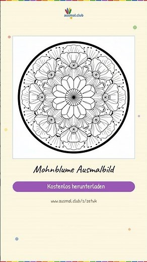Mohnblume Ausmalbild | Kostenlos als PDF