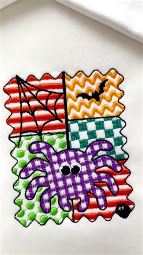 Halloween Spider Web Patchwork #halloweenembroidery #spiderweb #patchworkdesign