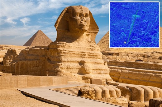 Second sphinx buried under sand suggests 'megastructure' below the pyramids of Giza