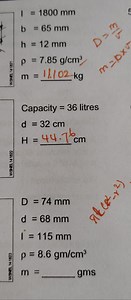 Given:Outer diameter, D = 74 mmInner diameter, d = 68 mmLen... | Filo