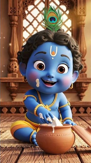 Adorable Baby Krishna Caught Stealing Butter! 🧈🦚 (3D Animation)