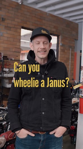 Sure, you can. But that’s not really what these bikes are about. A Janus is built for the kind of fun that lasts longer than a few seconds on the back wheel. It’s about lightness, presence, and actually feeling the ride, not showing off for the algorithm. But wheelies will always be fun. | Janus Motorcycles