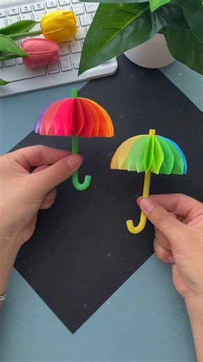 19K views · 148 reactions | You can make a beautiful rainbow umbrella with round colored paper and straws, come and try it!  | Art, Crafts and Journals | Facebook