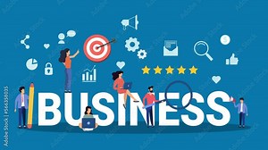 business concept animation. People Characters, icons and signs animation.4K motion animation.