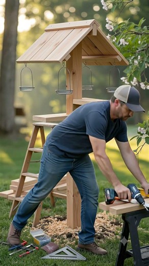 How to Build a DIY Bird Feeder Station | Easy Weekend Woodworking 🐦🪵