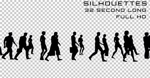 Diverse People Walking Silhouettes Seamless Loop Animation
