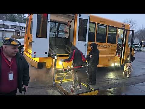 First Standee on School Bus Lift Using a Walker in NY by Accessibility Ambassador Alex