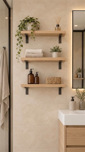 Installing Floating Shelves in a Modern Bathroom 🔨