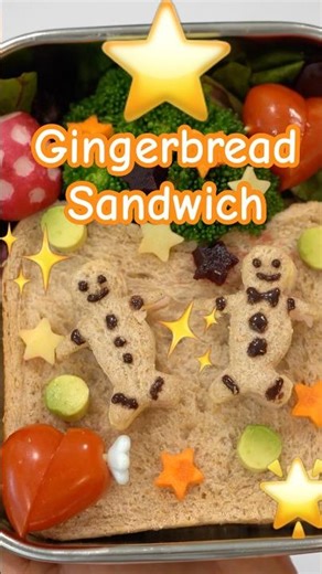 Cute Christmas Bento for Kids 🎅🍱 Gingerbread Sandwich Edition #shors #sunrisebentobox #Christmas
