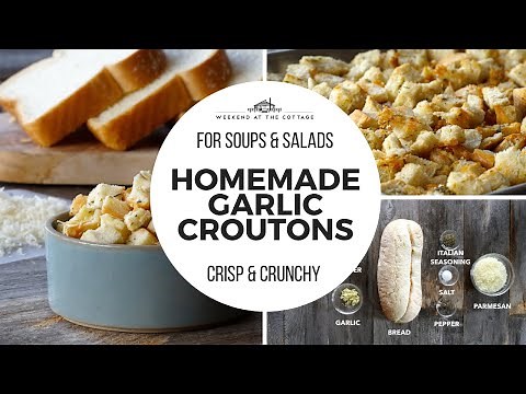 HOMEMADE GARLIC CROUTONS - 1 Minute Video!