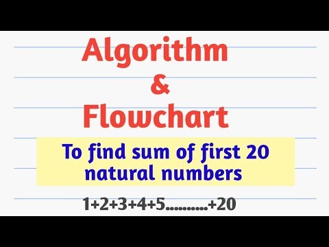 Write algorithm to find sum of first 20 natural numbers and draw flowchart for it.