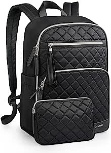Mancro Laptop Backpack for Women 14 Inch 2pcs Sets, Black