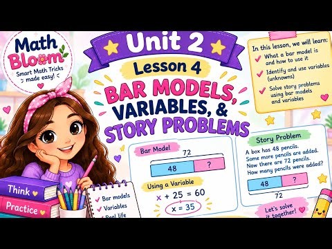 Grade 4 Math | Unit 2 Lesson 4 | Bar Graph, Variables & Story Problems | Term 1