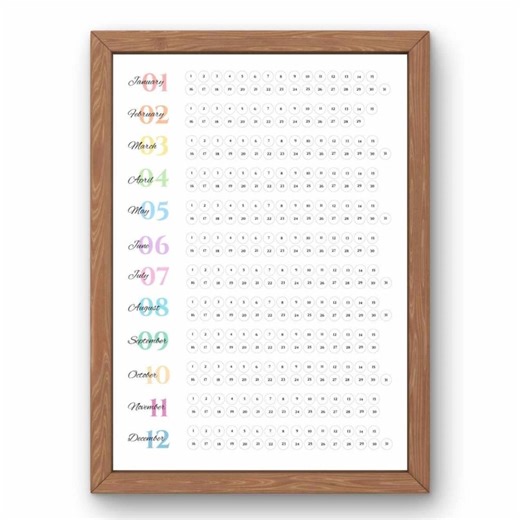 Perpetual Year Calendar1 – Printable & Reusable Minimalist Calendar | Lifetime Use | Instant Download - Etsy