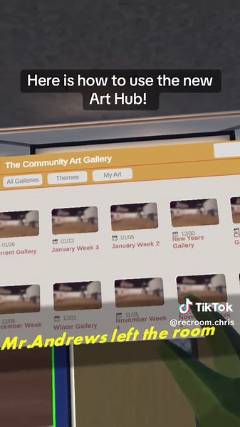 Exploring the Community Art Gallery in Rec Room