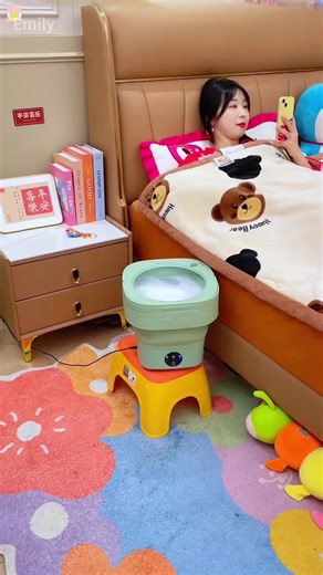 THIS Changes Laundry Game!🚀Foldable Washer for Undies/Lingerie ➡️Wash Spin Dry Cycle 💨Stores FLAT!✨#laundryhacks #spacesavingsolutions #miniwasher #foldabletech #apartmentliving