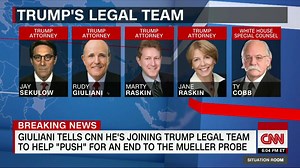 138K views · 654 reactions | Former New York City Mayor Rudy Giuliani tells CNN he is joining President Donald Trump’s legal team to help “push” for an end to special counsel Robert Mueller’s investigation https://cnn.it/2HcJZoM | CNN International | Facebook