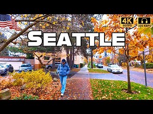 Travel Walking Tour Seattle 4K | Walking American Neighborhoods and Suburbs in Fall |Washington Walk