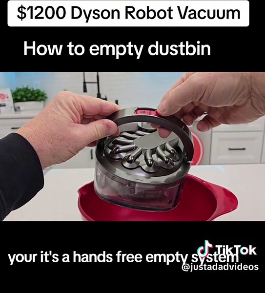 $1200 Dyson Robot Vacuum how to empty dust bin. #robotvacuum #justadadvideos #vacuum #dysonvacuum #dysonrobotvacuum #dyson #new #justreleased #notsponsored