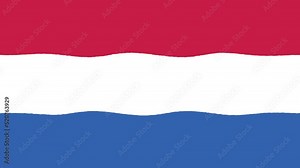 Stylized Waving Flag of Netherlands, 4K Cartoon Animated Background. Dutch Flag Motion Graphics Seamless Loop, Hand Drawn Style. Horizontal Video for Backgrounds, Streaming and Channels