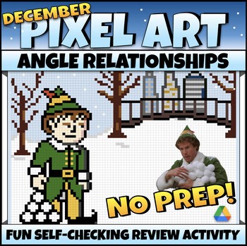 7th/8th Grade Math Christmas Activity Angle Relationships No Prep Digital Review
