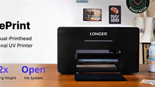 Longer ePrint，双喷头桌面UV打印机【Kickstarter百万众筹项目】