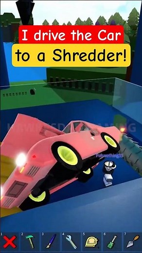 Roblox Build a Boat for Treasure I drive my Car into a Shredder! #roblox #babft