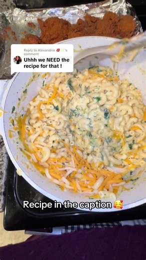 Replying to @Alexandria 💋✨ Mac & Cheese Recipe 🧀✨ • 1 lb elbow noodles (cooked & drained) • 4 cups Colby Jack cheese • 4 cups cheddar cheese • 1 cup spinach • Onion powder, garlic powder & Italian seasoning (to taste, light hand) • ½ cup milk Directions: Cook noodles and drain. In a large pot, mix noodles, Colby Jack, spinach, milk and seasonings. Pour into a baking dish, top with cheddar cheese. Bake at 350°F until golden brown on the edges. Simple, cheesy and kid-approved 💛