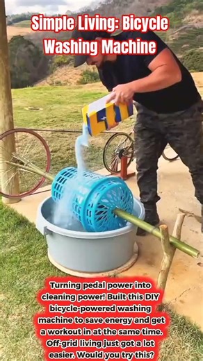 Simple Living: Bicycle Washing machine#SHORTS#GymMotivation#trending