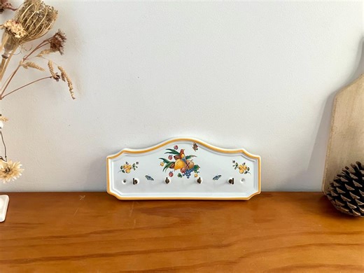 Vintage French Ceramic Tea Towel Holder, Dish Towel Rack With 4 Hooks - Etsy