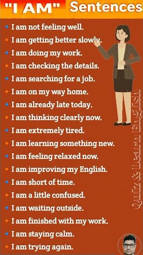 20 Powerful “I AM” Sentences for Daily English 💯👩‍🎤✍️ #english #englishtips #education