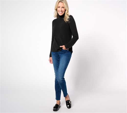 Jingle Belles by Kim Gravel Tall Satin Weave Holiday Denim Jegging - QVC.com