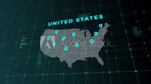 World Map with Code Technology Background USA Map with PinPoint still