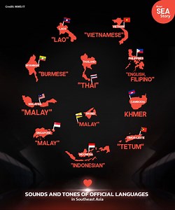 Sounds and Tones of Official Languages in SEA!🧡 #AsianSEAStory #SEAsian #ASEAN #Asia #Culture #Language #Traditional #History #Ancient #Entertainment #Art #NFT #Culture #History #Tourism #Politics #Sport #Food #Laos #Myanmar #Singapore #TimorLeste #Brunei #Malaysia #Indonesia #Philippines #Thailand #Vietnam #Cambodia #Infographic | Asian SEA Story
