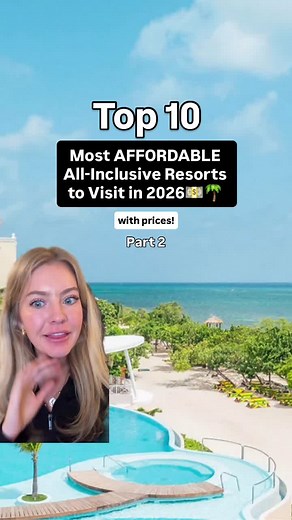 Top 10 MOST AFFORDABLE all-inclusive resorts to visit in 2026! Because you don’t have to destroy your bank account to get on a beach vacation🌴☀️ This is part 2 so make sure to check out our last video if you missed part 1! 6. Catalonia Riviera Maya Resort & Spa - Riviera Maya, Mexico $124pp/pn 7. Sandos Caracol Nature Resort & Water Park - Riviera Maya, Mexico $138pp/pn 8. Impressive Punta Cana - Dominican Republic $120pp/pn 9. Caribe Deluxe Princess - Dominican Republic $141pp/pn 10. Iberostar
