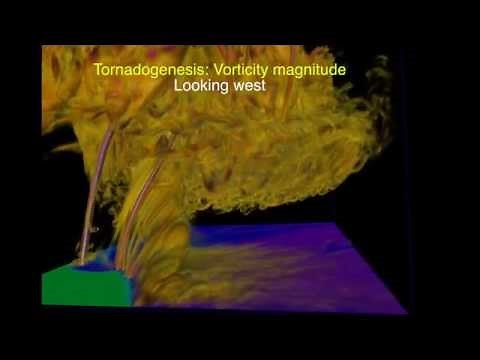 Visualizations of a supercell thunderstorm that spawns a long-track EF5 tornado