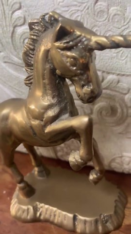 Vintage Brass Unicorn Figurine | Mid Century Cast Metal Fantasy Statue | Gold Tone Mythical Horse Shelf Decor - Etsy