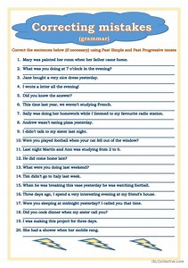 Correcting mistakes (Past Simple-Past Progressive)